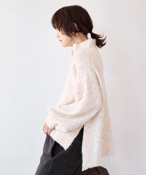 RIVE DROITE（リヴドロワ）の「【キャッチーな編地】ラメノット2wayタートル（ニット/セーター・レディース・ブラウン/オフホワイト・FREE）」の12枚目の写真