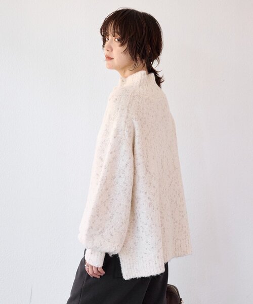 RIVE DROITE（リヴドロワ）の「【キャッチーな編地】ラメノット2wayタートル（ニット/セーター・レディース・ブラウン/オフホワイト・FREE）」の13枚目の写真