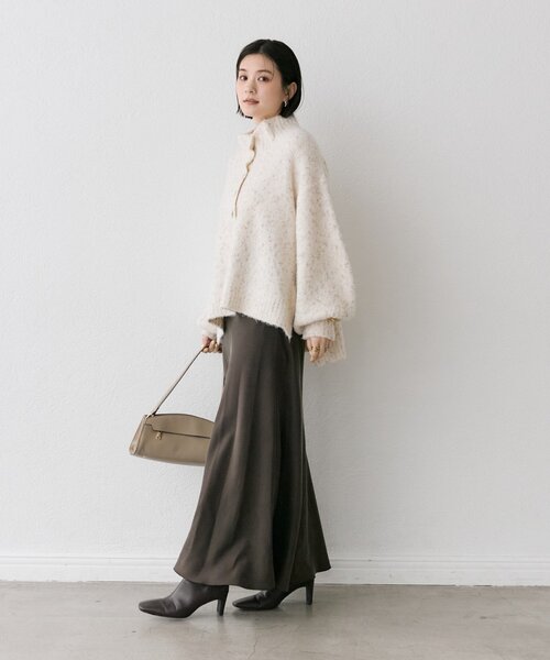 RIVE DROITE（リヴドロワ）の「【キャッチーな編地】ラメノット2wayタートル（ニット/セーター・レディース・ブラウン/オフホワイト・FREE）」の17枚目の写真