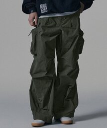 Nylon Big Pocket Parachute Pants - Khaki