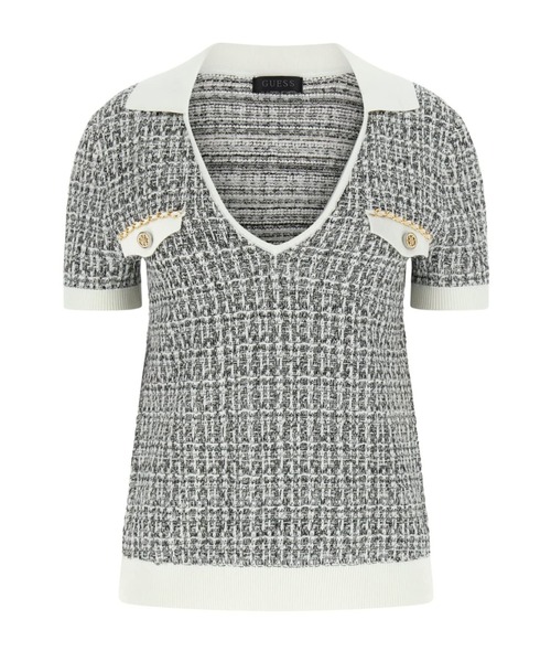 Short Sleeves V-neck Collar Annabelle Sweater ニットトップス  