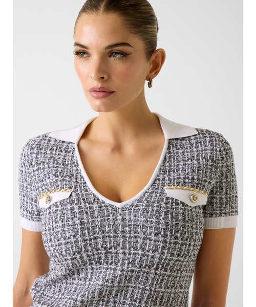 Short Sleeves V-neck Collar Annabelle Sweater ニットトップス