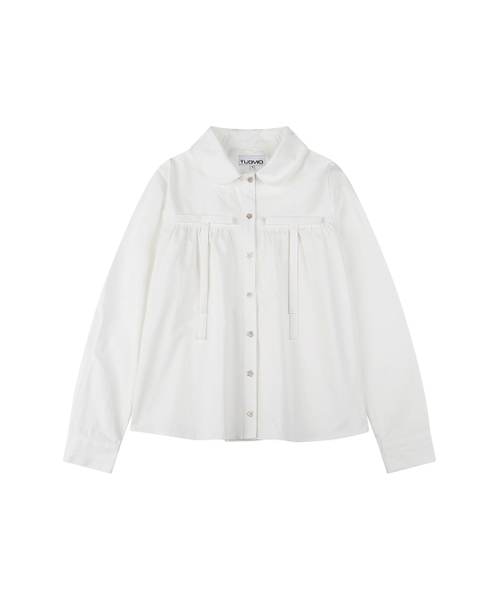 TUOMIO（トゥオミオ）の「ROUND COLLAR RIBBON SHIRT [WHITE]（シャツ/ブラウス・レディース・その他・2/1）」の2枚目の写真