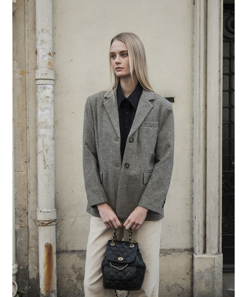 ANOETIC(アノエティック)の「CLASSIC WOOL TAILORED JACKET_GREY(テーラードジャケット・レディース・グレー・FREE)」の4枚目の写真