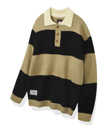 VISION STREET WEAR | VSW Washable Stripe Polo Knit Beige(ニット/セーター)
