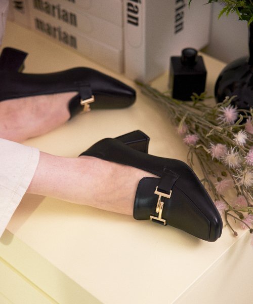 エイチゴールドディテールミドルローファー (ブラック)