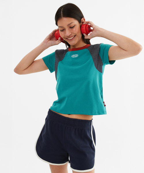 MENASOO(ミナス)の「MNS Raglan Stripe T Shirt_Mint(Tシャツ/カットソー・レディース・ミント・F)」の3枚目の写真