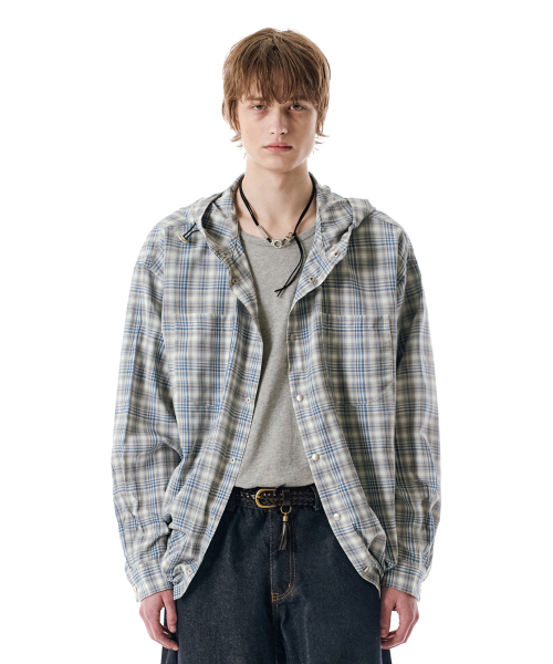 SECONDMONO（セカンドモノローグ）の「Check Snap Hooded Jacket [BLUE]_SEJK011BLUE（その他アウター・レディース・その他・MEDIUM/LARGE/X-SMALL/SMALL）」の3枚目の写真