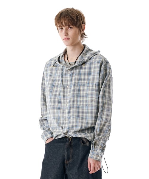 SECONDMONO（セカンドモノローグ）の「Check Snap Hooded Jacket [BLUE]_SEJK011BLUE（その他アウター・レディース・その他・MEDIUM/LARGE/X-SMALL/SMALL）」の5枚目の写真