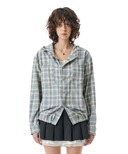 SECONDMONO（セカンドモノローグ）の「Check Snap Hooded Jacket [BLUE]_SEJK011BLUE（その他アウター・レディース・その他・MEDIUM/LARGE/X-SMALL/SMALL）」の6枚目の写真