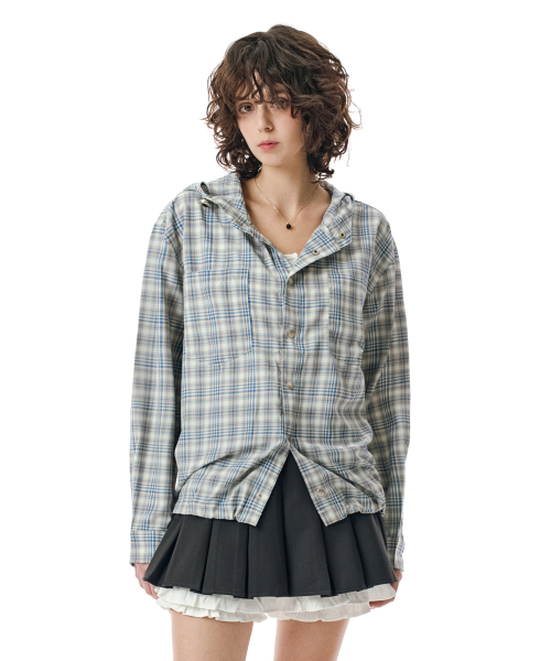 SECONDMONO（セカンドモノローグ）の「Check Snap Hooded Jacket [BLUE]_SEJK011BLUE（その他アウター・レディース・その他・MEDIUM/LARGE/X-SMALL/SMALL）」の7枚目の写真