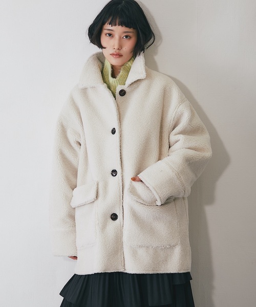 フェイクムートンビックポケットジャケット（ムートンコート