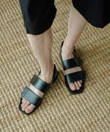 LIEU HOMME（リュウオム）の「ベルクロレザーサンダル_ブラック（サンダル）」