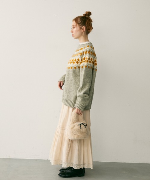 Crisp（クリスプ）の「ノルディックプルオーバーニット（ニット/セーター・レディース・グレー/ネイビー・FREE）」の15枚目の写真