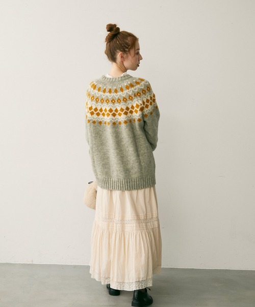 Crisp（クリスプ）の「ノルディックプルオーバーニット（ニット/セーター・レディース・グレー/ネイビー・FREE）」の16枚目の写真