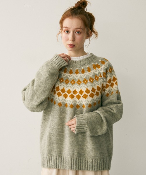 Crisp（クリスプ）の「ノルディックプルオーバーニット（ニット/セーター・レディース・グレー/ネイビー・FREE）」の17枚目の写真