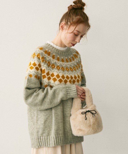 Crisp（クリスプ）の「ノルディックプルオーバーニット（ニット/セーター・レディース・グレー/ネイビー・FREE）」の18枚目の写真