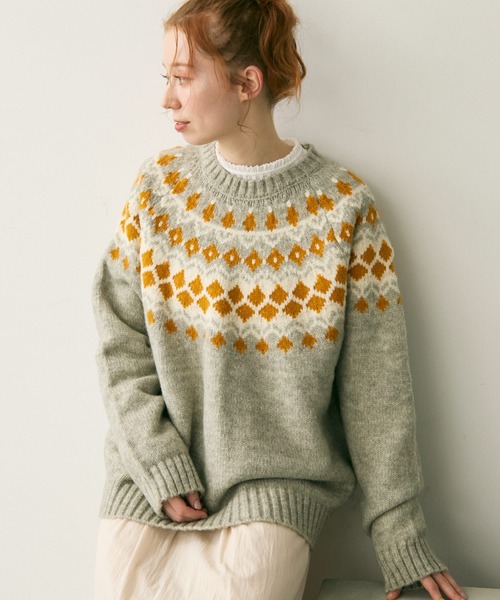 Crisp（クリスプ）の「ノルディックプルオーバーニット（ニット/セーター・レディース・グレー/ネイビー・FREE）」の20枚目の写真