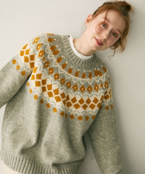 Crisp（クリスプ）の「ノルディックプルオーバーニット（ニット/セーター・レディース・グレー/ネイビー・FREE）」の21枚目の写真