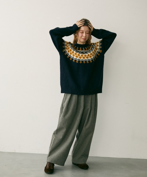 Crisp（クリスプ）の「ノルディックプルオーバーニット（ニット/セーター・レディース・グレー/ネイビー・FREE）」の5枚目の写真