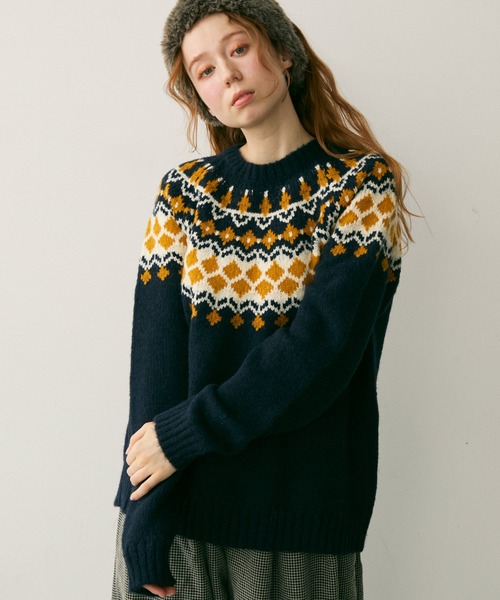 Crisp（クリスプ）の「ノルディックプルオーバーニット（ニット/セーター・レディース・グレー/ネイビー・FREE）」の6枚目の写真