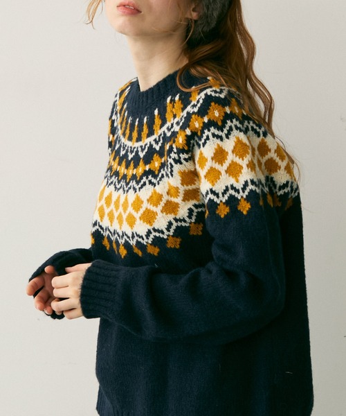 Crisp（クリスプ）の「ノルディックプルオーバーニット（ニット/セーター・レディース・グレー/ネイビー・FREE）」の7枚目の写真