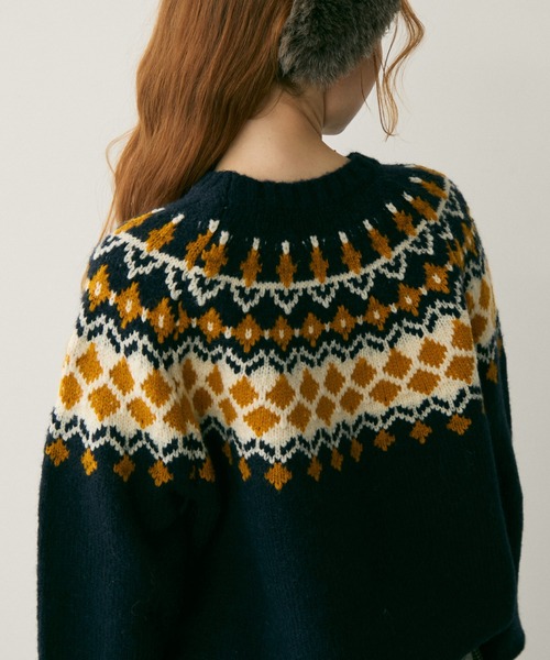 Crisp（クリスプ）の「ノルディックプルオーバーニット（ニット/セーター・レディース・グレー/ネイビー・FREE）」の8枚目の写真