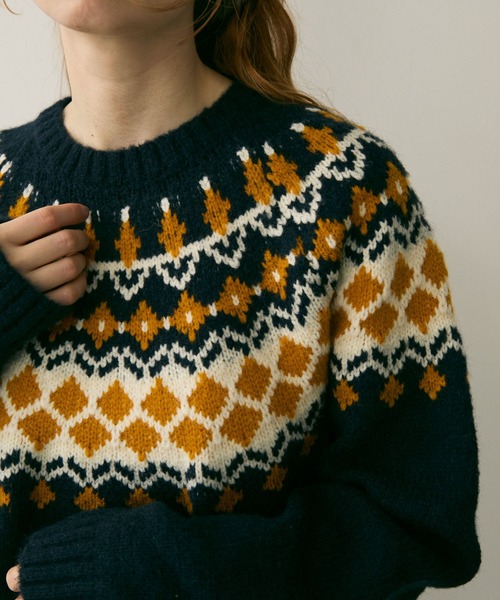 Crisp（クリスプ）の「ノルディックプルオーバーニット（ニット/セーター・レディース・グレー/ネイビー・FREE）」の10枚目の写真