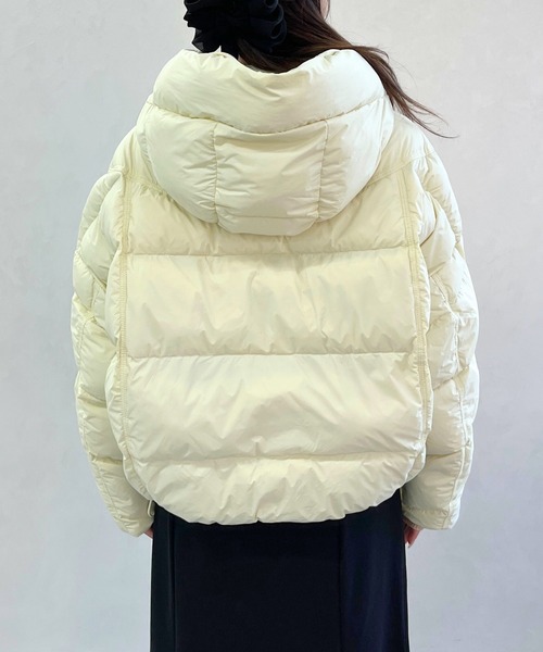 MISCH MASCH（ミッシュマッシュ）の「一部店舗限定 【美バランス】フードショートダウン（ダウンジャケット/コート・レディース・ブラウン/アイボリー/ブルー・ﾌﾘ-）」の19枚目の写真