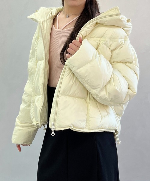 MISCH MASCH（ミッシュマッシュ）の「一部店舗限定 【美バランス】フードショートダウン（ダウンジャケット/コート・レディース・ブラウン/アイボリー/ブルー・ﾌﾘ-）」の6枚目の写真