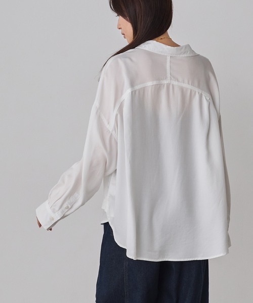 hunch(ハンチ)の「【接触冷感】テンセルデニム 製品染め オーバーサイズ シャツ(シャツ/ブラウス・レディース・ベビーピンク/オフホワイト/グレー/ライトインディゴブルー/インディゴブルー・FREE)」の22枚目の写真