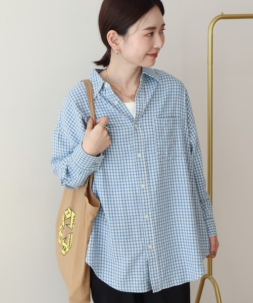 AMERICAN HOLIC(アメリカンホリック)の「アソートデニムシャツ(シャツ/ブラウス・レディース・オレンジ/インディゴブルー/チェック/ライトインディゴブルー・M/L)」の4枚目の写真