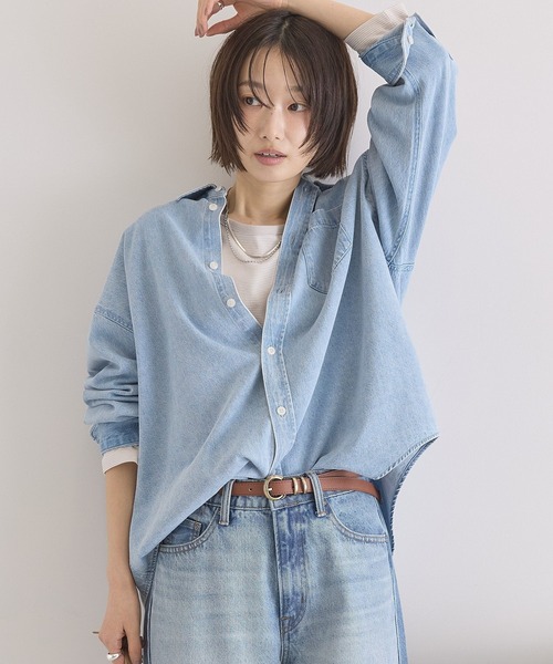 AMERICAN HOLIC(アメリカンホリック)の「アソートデニムシャツ(シャツ/ブラウス・レディース・オレンジ/インディゴブルー/チェック/ライトインディゴブルー・M/L)」の5枚目の写真