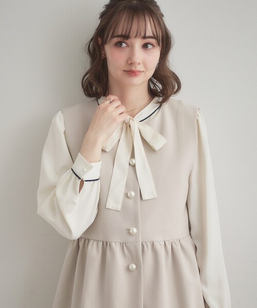 couture brooch（クチュールブローチ）の「【ハレの日・通勤】TRダブルクロスジレ（ベスト・レディース・ネイビー/ナチュラル・40/38/42/36）」の5枚目の写真