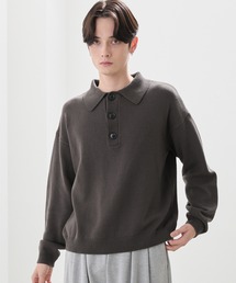 LUENNA(���G�i)�́yLUENNA�zFine Gauge Knit Polo Shirt / �t�@�C���Q�[�W�j�b�g�|���V���c(�j�b�g/�Z�[�^�[)