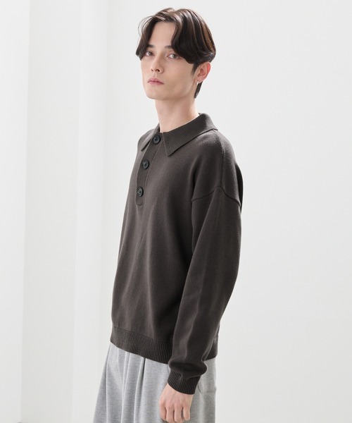 LUENNA(ルエナ)の「【LUENNA】Fine Gauge Knit Polo Shirt / ファインゲージニットポロシャツ(ポロシャツ・メンズ・ダークブラウン/ブラック・L/M/S)」の4枚目の写真
