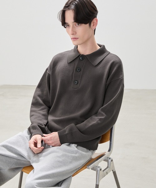 LUENNA(ルエナ)の「【LUENNA】Fine Gauge Knit Polo Shirt / ファインゲージニットポロシャツ(ポロシャツ・メンズ・ダークブラウン/ブラック・L/M/S)」の10枚目の写真