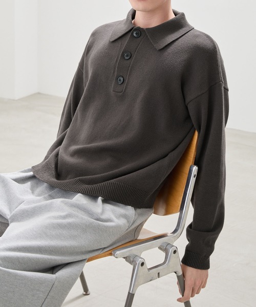 LUENNA(ルエナ)の「【LUENNA】Fine Gauge Knit Polo Shirt / ファインゲージニットポロシャツ(ポロシャツ・メンズ・ダークブラウン/ブラック・L/M/S)」の11枚目の写真