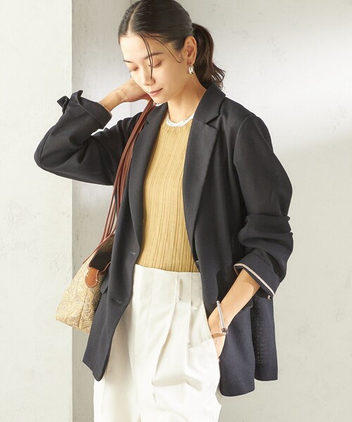 美品SHIPS <手洗い可能> 麻調 ドンゴロス 2釦 ジャケット 36 日本製 吸水速乾・手洗い可能〉麻調 ドンゴロス 2釦 ジャケット（テーラード