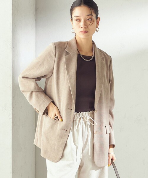 SHIPS(シップス)の「〈吸水速乾・手洗い可能〉麻調 ドンゴロス 2釦 ジャケット(テーラードジャケット・レディース・ネイビー/ベージュ系・36/38)」の22枚目の写真