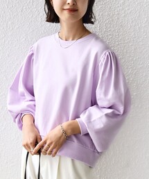 【WEB限定】〈手洗い可能〉ショルダー タック パフ スリーブ ミニ 裏毛 プルオーバー