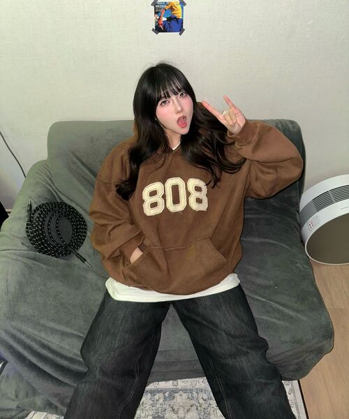 INEXCIS(イネクシス)の「808 ヘビーフリースフードパーカー (ブラウン)(パーカー・メンズ・ブラウン・ONE SIZE)」の5枚目の写真