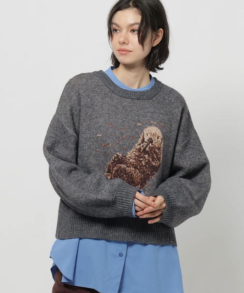 niko and...（ニコアンド）の「SEAモチーフニットプルオーバー（ニット/セーター・レディース・ネイビー/アイボリー/グレー・LARGE/MEDIUM）」の3枚目の写真