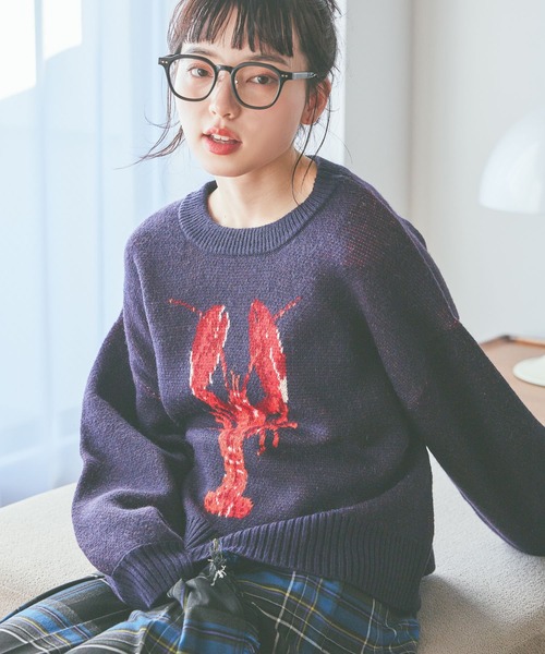 niko and...（ニコアンド）の「SEAモチーフニットプルオーバー（ニット/セーター・レディース・ネイビー/アイボリー/グレー・LARGE/MEDIUM）」の6枚目の写真