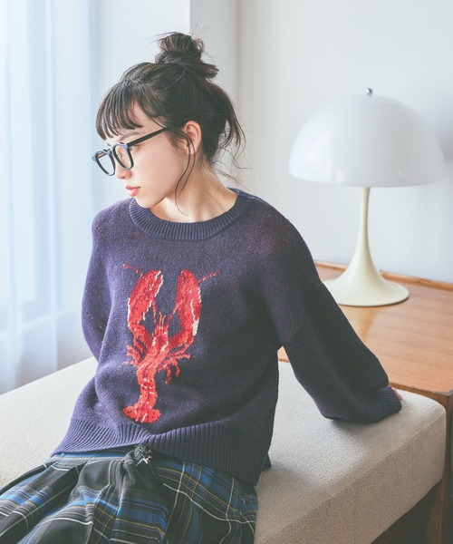 niko and...（ニコアンド）の「SEAモチーフニットプルオーバー（ニット/セーター・レディース・ネイビー/アイボリー/グレー・LARGE/MEDIUM）」の7枚目の写真