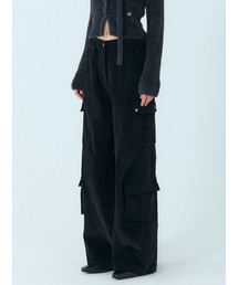 Corduroy Stud Pocket Pants, Black