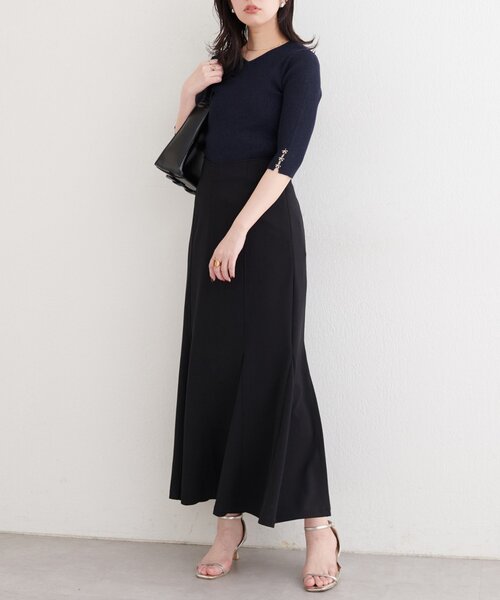 natural couture(ナチュラルクチュール)の「【1/1~4限定受注販売】〈mizumami〉リボンチャーム5分袖ニット(ニット/セーター・レディース・アイボリー/イエロー/ピンク/ブルー/ネイビー/ブラック・FREE)」の17枚目の写真