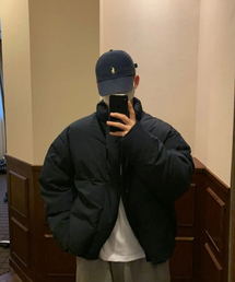 HUKE（ヒューク）の「ショートミニマルダックダウンパディングネイビー（ダウンジャケット/コート）」