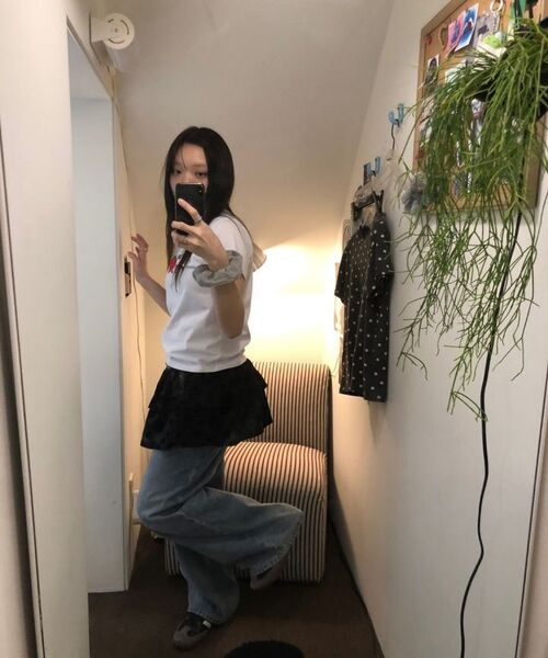 ITZAVIBE(イッザバイブ)の「BLACK DOTTED LAYERED WRAP SHORT SKIRT(スカート・レディース・その他・ONE SIZE)」の5枚目の写真
