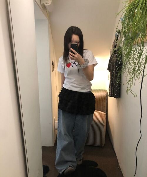 ITZAVIBE(イッザバイブ)の「BLACK DOTTED LAYERED WRAP SHORT SKIRT(スカート・レディース・その他・ONE SIZE)」の6枚目の写真